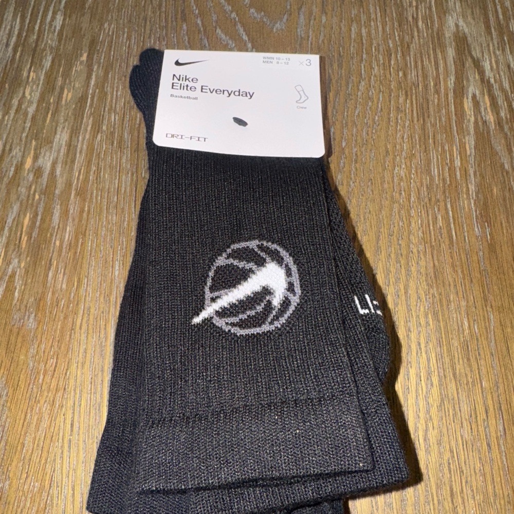 Nike Elite Crew Basketball Socks Black 3 Pairs Mens Large 8-12 DA2123 010 NEW